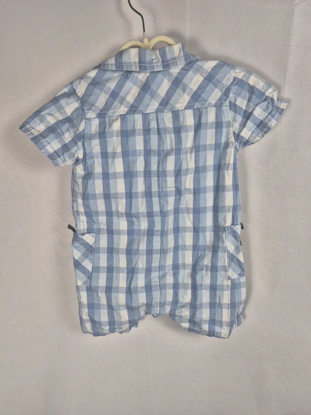 Disney Winnie The Pooh Light Blue and White Plaid 100% Cotton One-Piece 6-9M